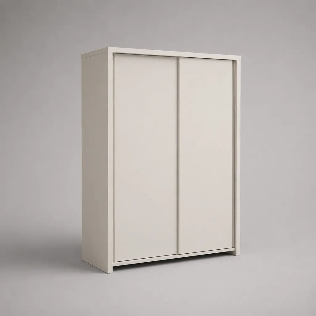 Armadio guardaroba a 2 ante scorrevoli in pannelli truciolari melaminici, bianco avorio, 120 × 55 × 180 cm
